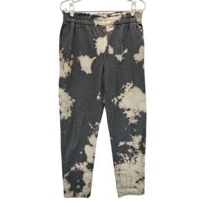 Raquel Allegra Gray White Tie Dye Joggers Lounge Pants Bleach Lagenlook Artsy M